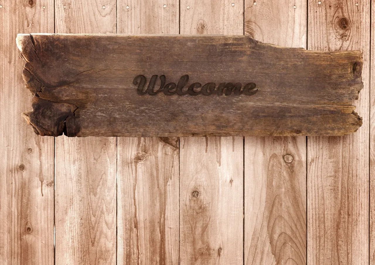 Wooden sign with 