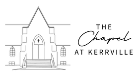 The Chapel At Kerrville A line-art illustration of a chapel with the text