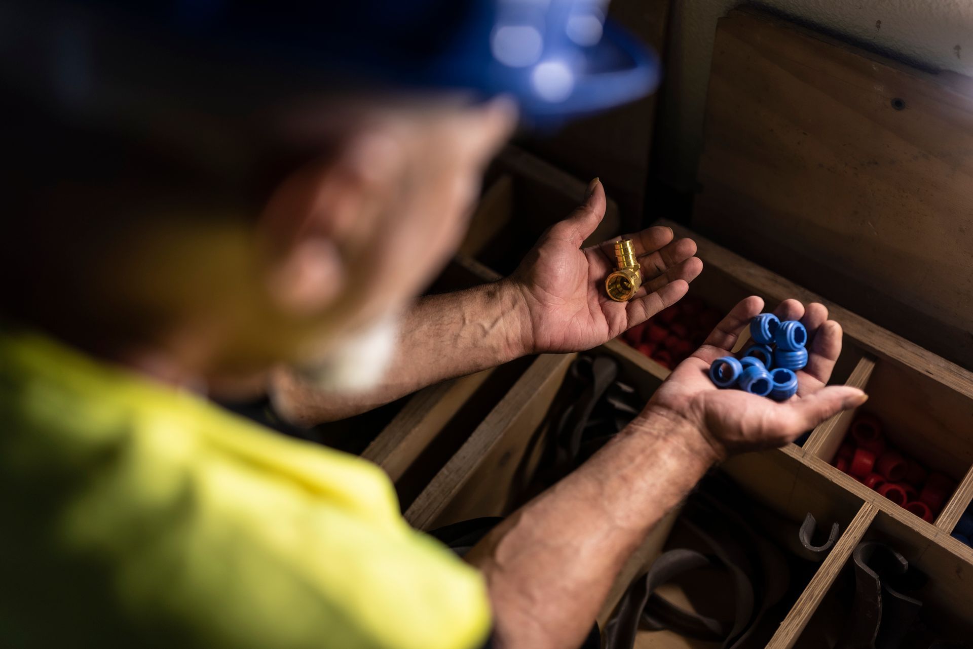 Plumber Choosing Materials — Victoria, TX — Arnold’s Plumbing & Reroute Service Plumber Choosing Materials — Victoria, TX — Arnold’s Plumbing & Reroute Service