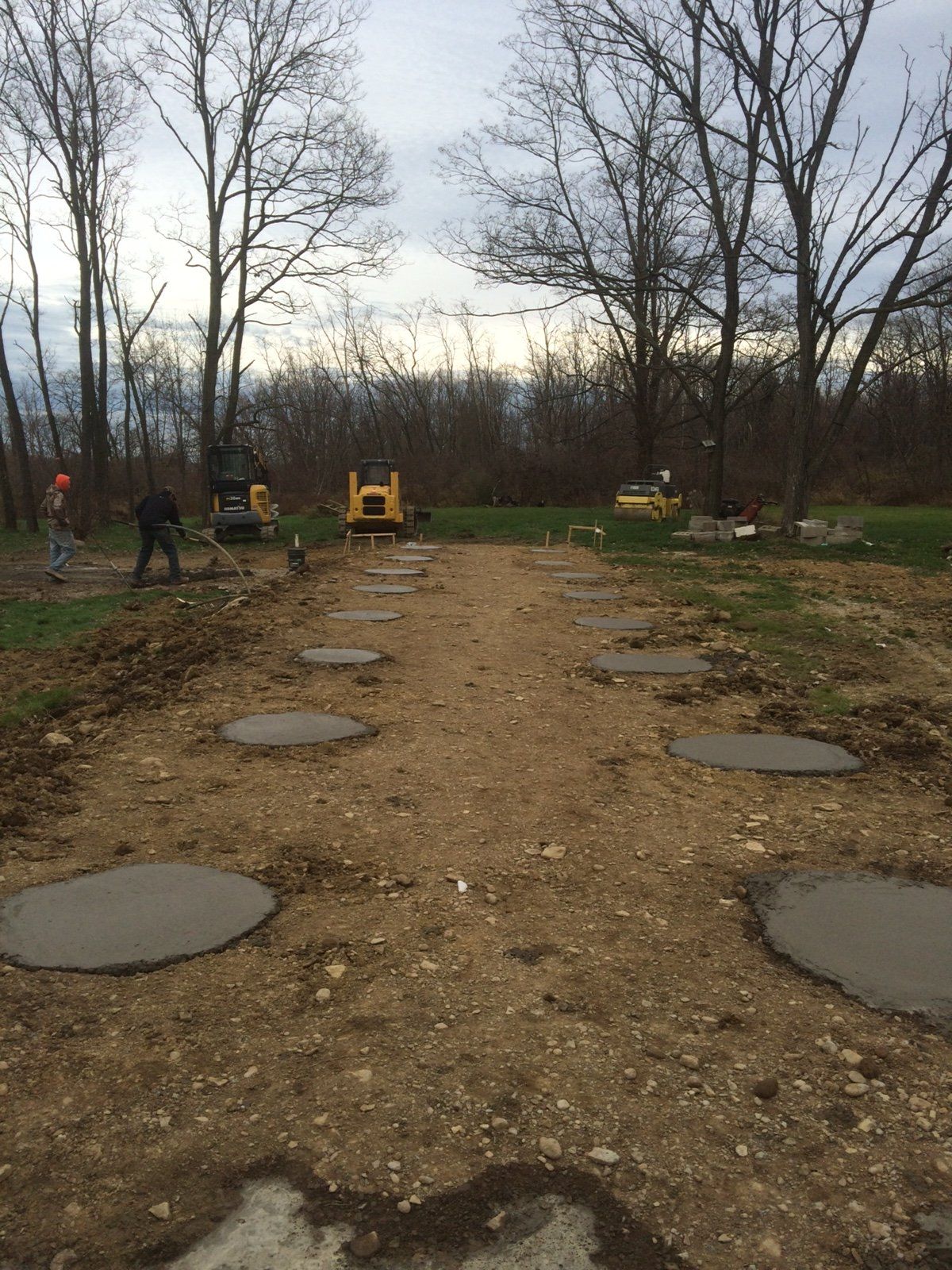 two rows of French drain installations