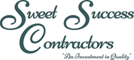 Logo for Sweet Success Contractors: text in teal script. Includes tagline "An Investment in Quality."