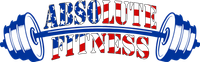 Absolute Fitness logo with blue barbell and red-and-blue text on white background