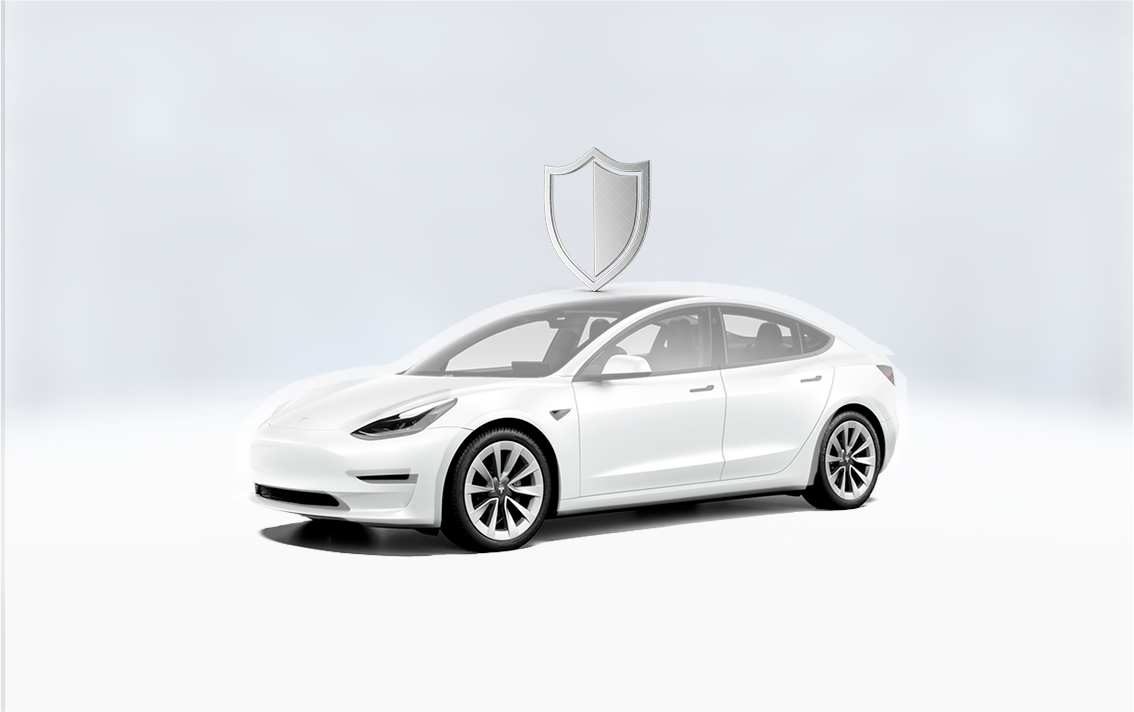 A white tesla model 3 paint protection film