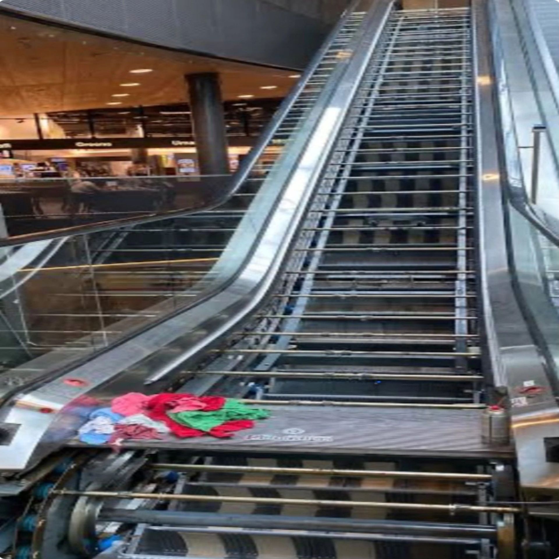 Escalator being repaired