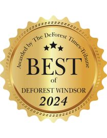 A gold seal that says best of deforest windsor 2024