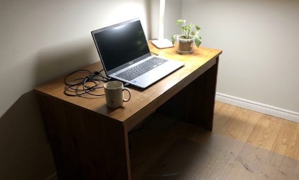 A quiet and bright basement home office remodeling project.