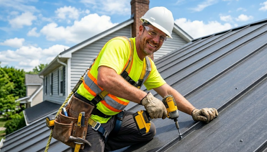 Friendly local roofer performing expert roof repair services in Spokane WA.