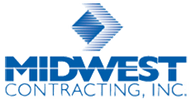 Midwest Contracting, Inc. blue logo with stylized diamond mark and company name