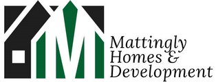 Mattingly Homes & Development logo with black, white, and green stylized house initials