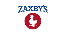 Zaxby’s logo: blue wordmark above a red circle with a white chicken silhouette