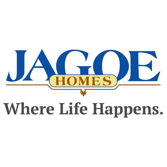 JAGOE Homes logo in blue and gold with tagline “Where Life Happens.”