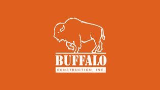 Orange logo with white buffalo and the text “BUFFALO Construction, Inc.”