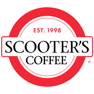 Scooter’s Coffee logo with red circle, white center, and “Est. 1998” text