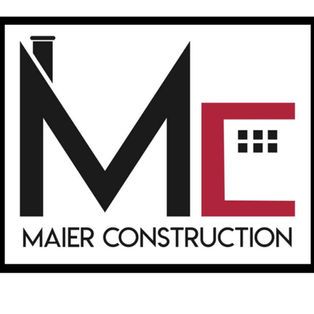 Maier Construction logo with black and red “MC” letters and small window squares