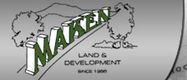 Maken Land & Development logo with green text over a gray Africa map silhouette