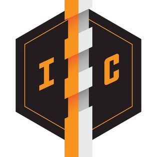 Black hexagon logo with orange and white vertical bars and the letters I and C