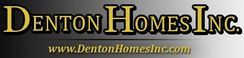 Denton Homes Inc. logo in gold text on a black background with website address below