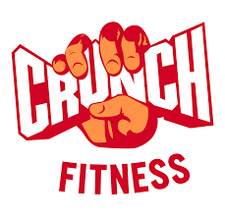 Crunch Fitness logo with red boxing glove clenched around “CRUNCH” text and “FITNESS” below