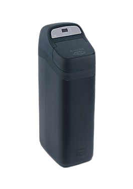 Black rectangular trash bin with a gray lid and small opening slot