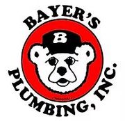Bayer&rsquo;s Plumbing, Inc. logo with a cartoon bear face in a red circle and black lettering