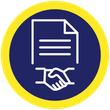 Contract with shaking hands