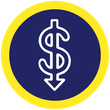 Dollar sign pointing down