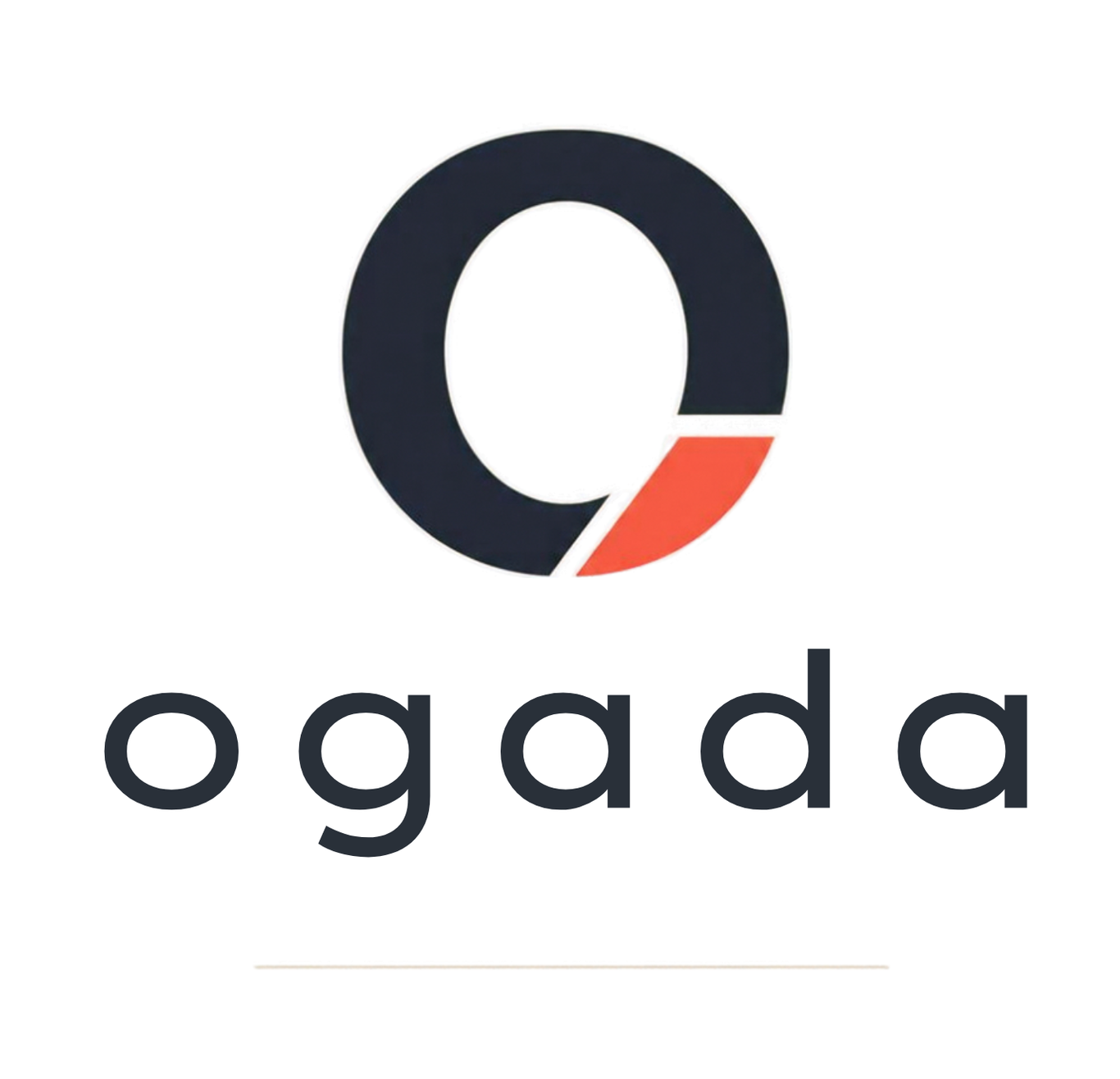 Ogada logo with stylized navy and orange “O” above the word “ogada”
