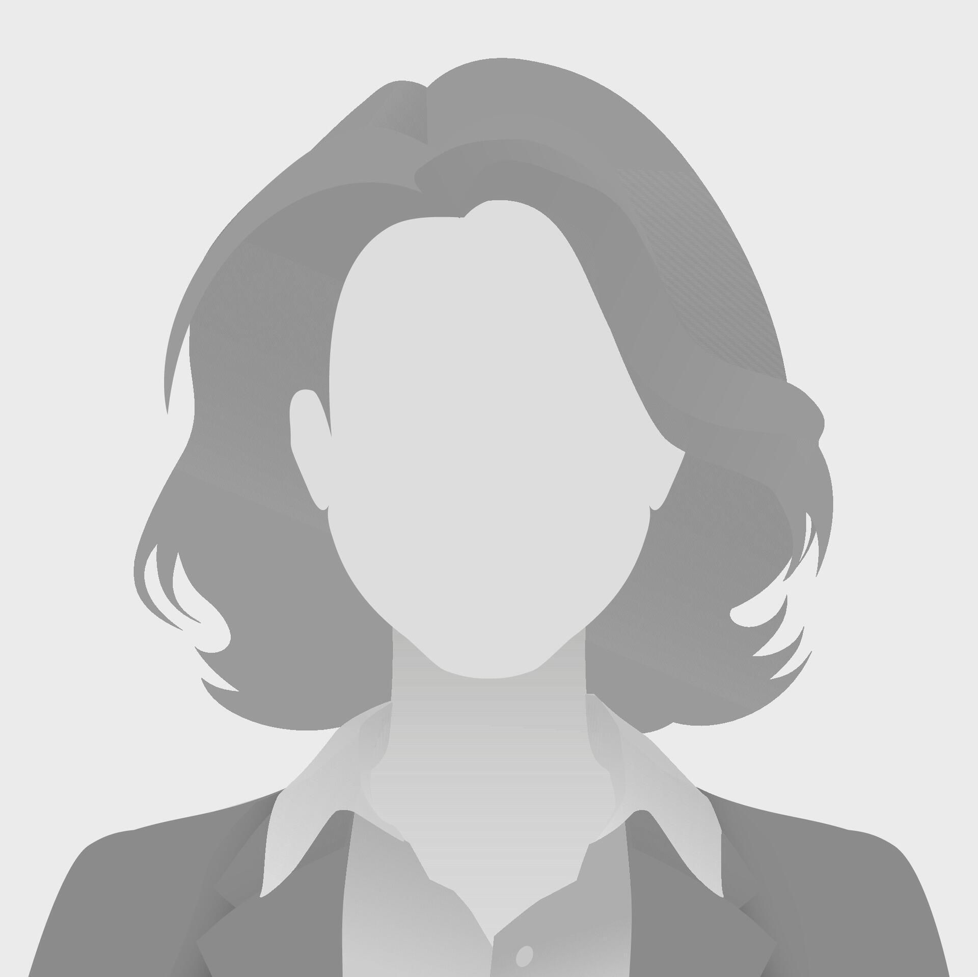 Gray silhouette avatar with shoulder-length hair and blazer on a light background