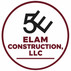 Maroon logo for ELAM CONSTRUCTION, LLC inside a circular border with a stylized black &ldquo;5&rdquo; mark