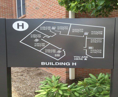 Building H map with room numbers, 
