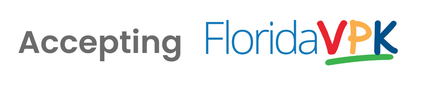 A colorful logo for accepting florida vpk on a white background