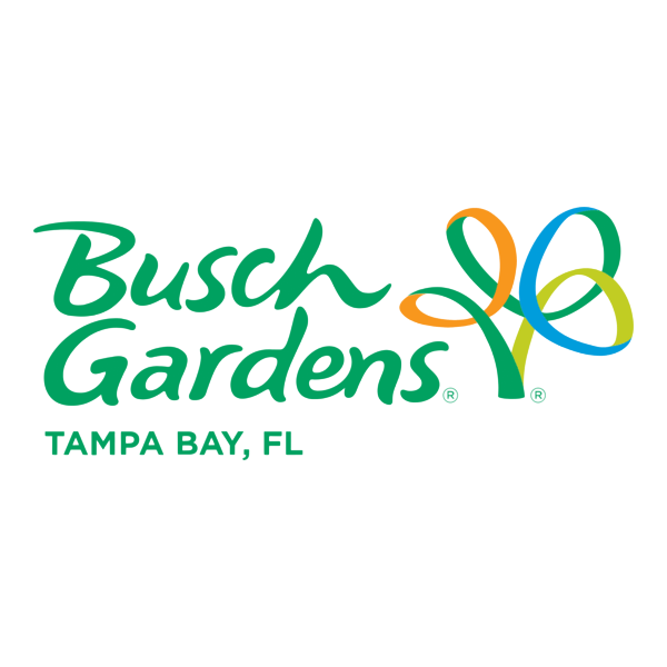 Busch Gardens Tampa Bay, FL logo in green and orange on a white background