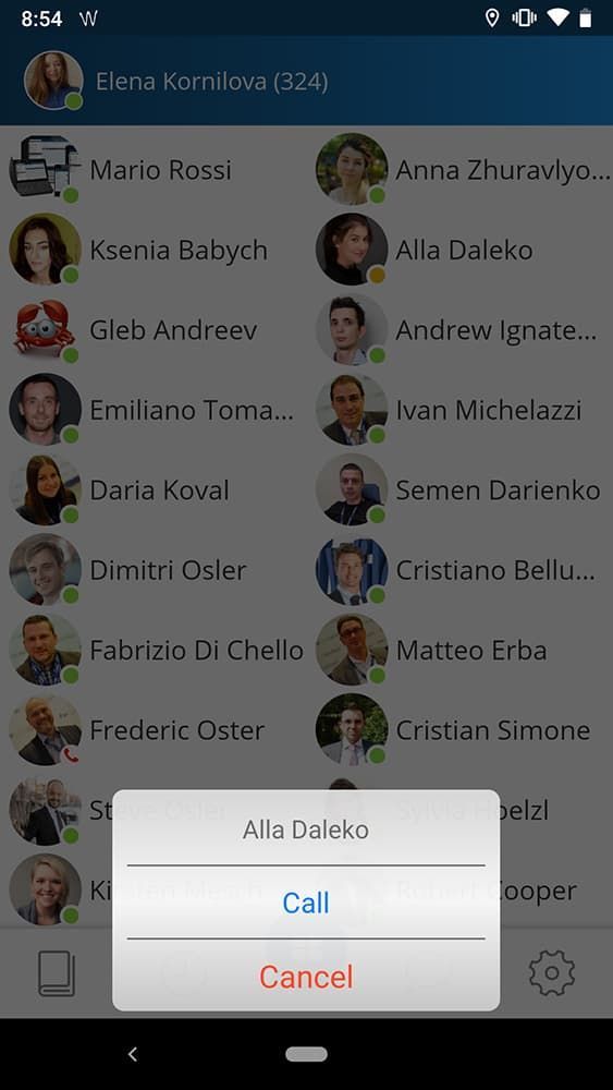 A screenshot of a phone with a list of people on it.