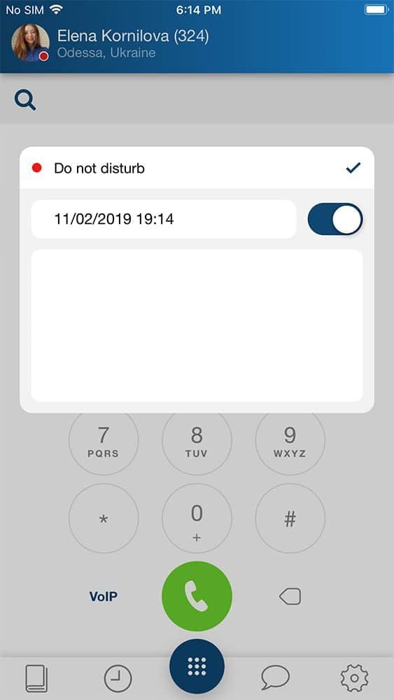 A screenshot of a phone with a do not disturb button on it.