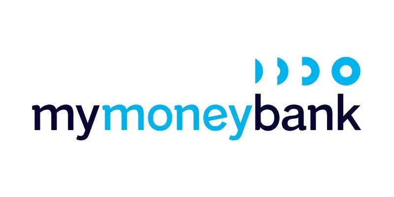 Le logo de mymoneybank est bleu et noir sur fond blanc.