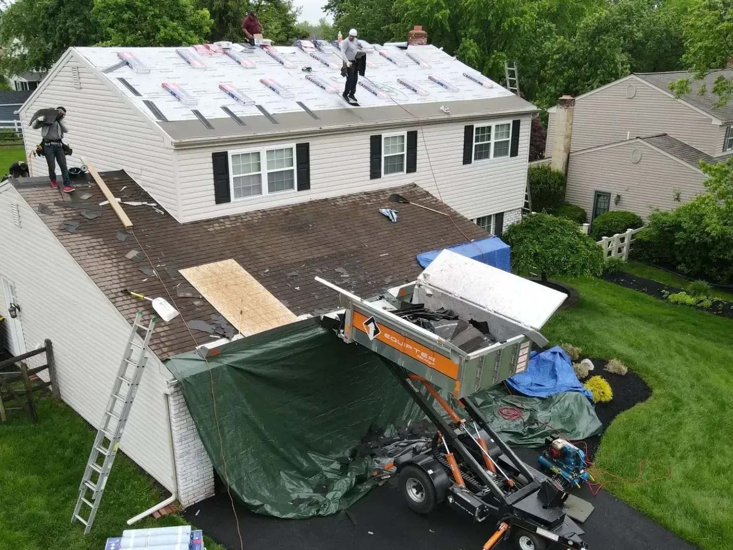 Photo of a roof replacement on a home.