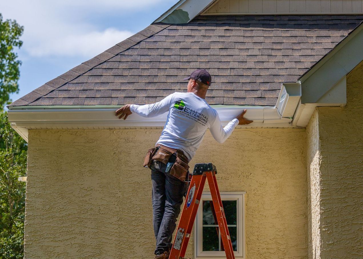 Photo of a new gutter installed on a residential home.