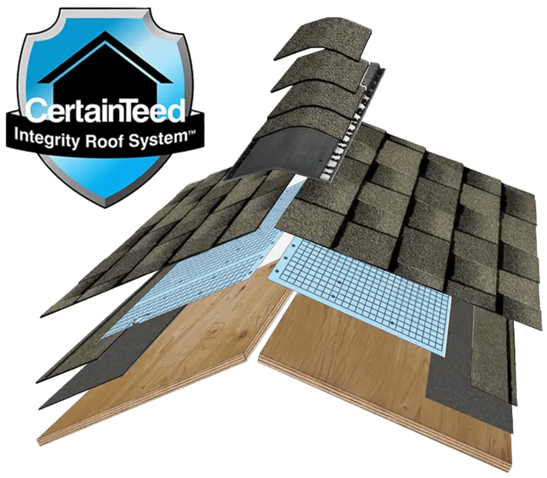 Image of the CertainTeed Integrity Roof System showing the multiple layers in the roof.