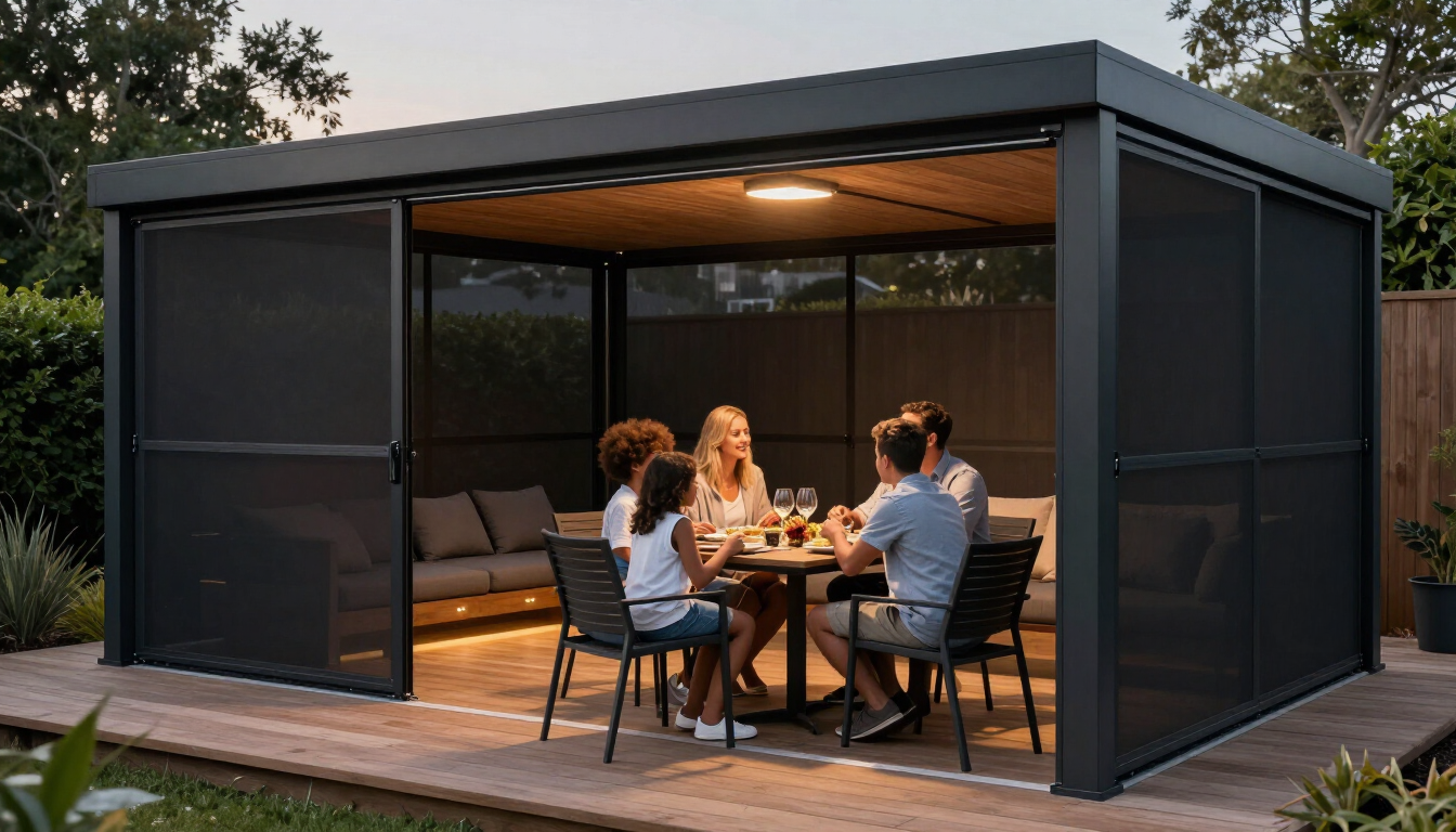 zipscreens for enclosed outdoor space, family entertaining year round