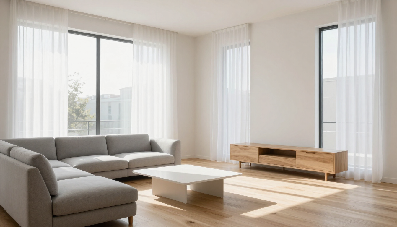 Living room with elegant sheer curtains