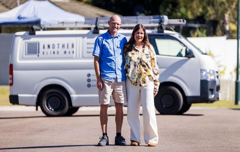 family owned window furnishings business, husband and wife, with their mobile showroom van