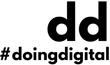 Um logotipo em preto e branco para uma empresa chamada doing digital.