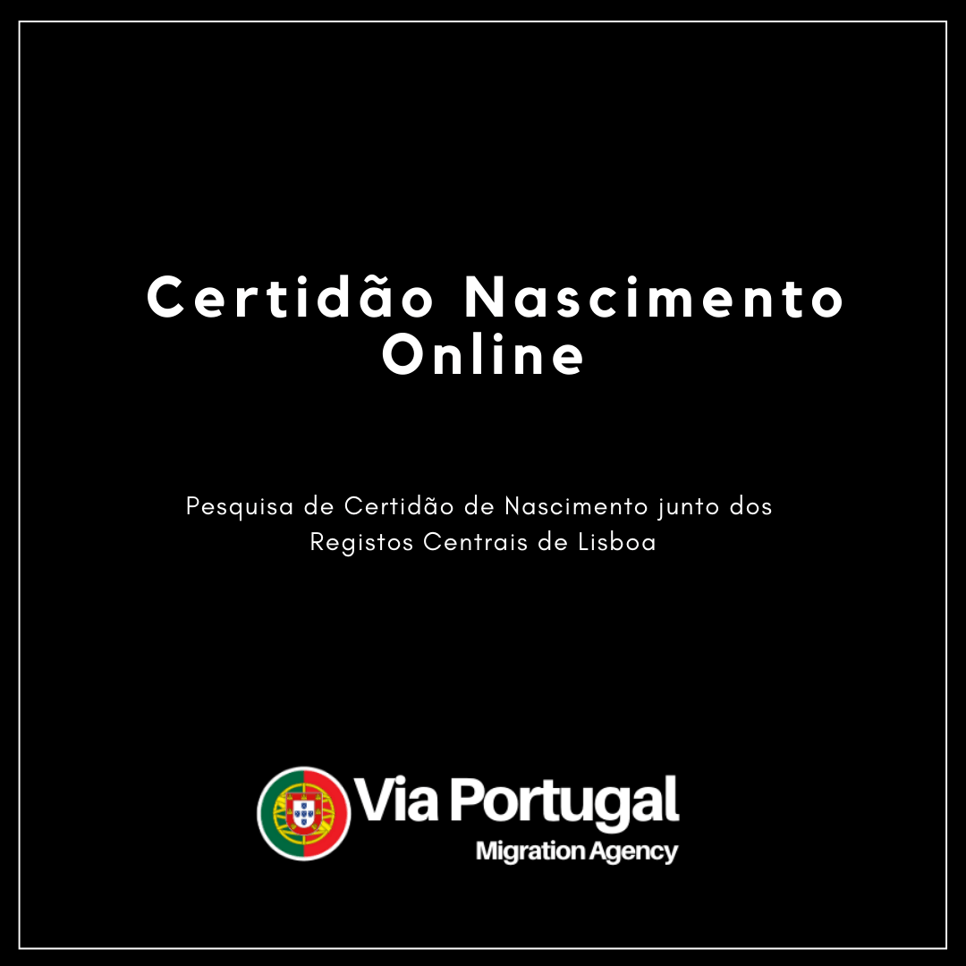 Um fundo preto com as palavras certidão nascimento online.