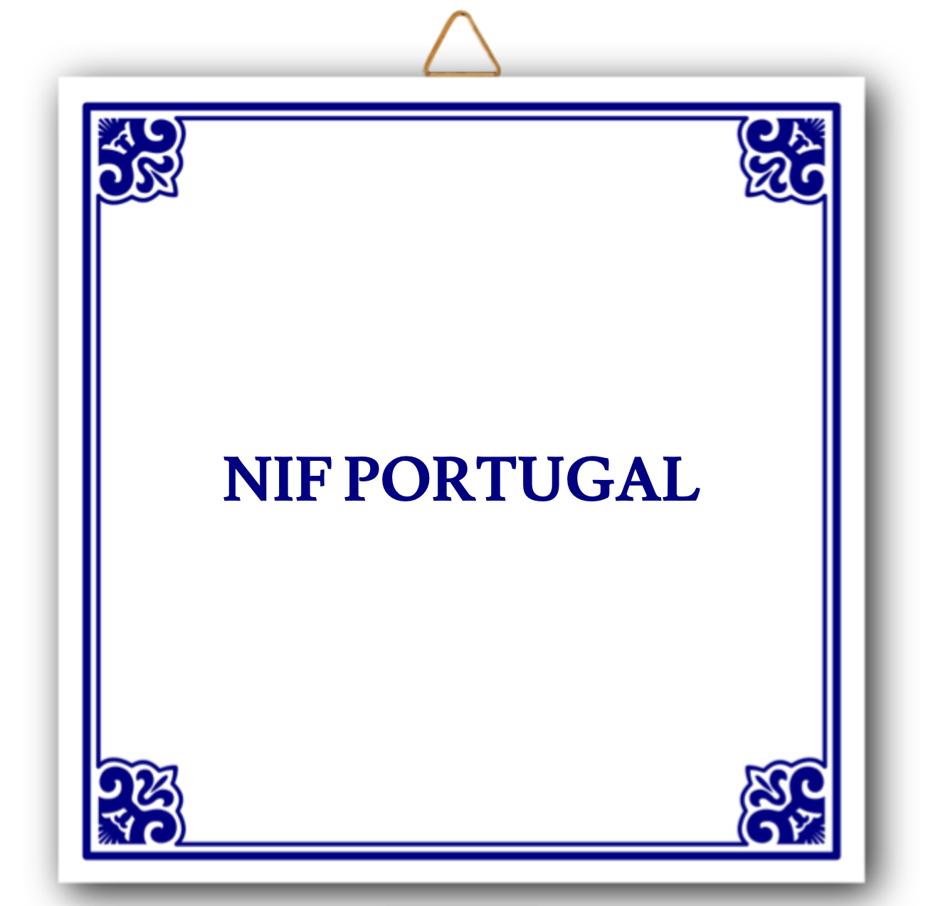 Um azulejo azul e branco que diz nif portugal