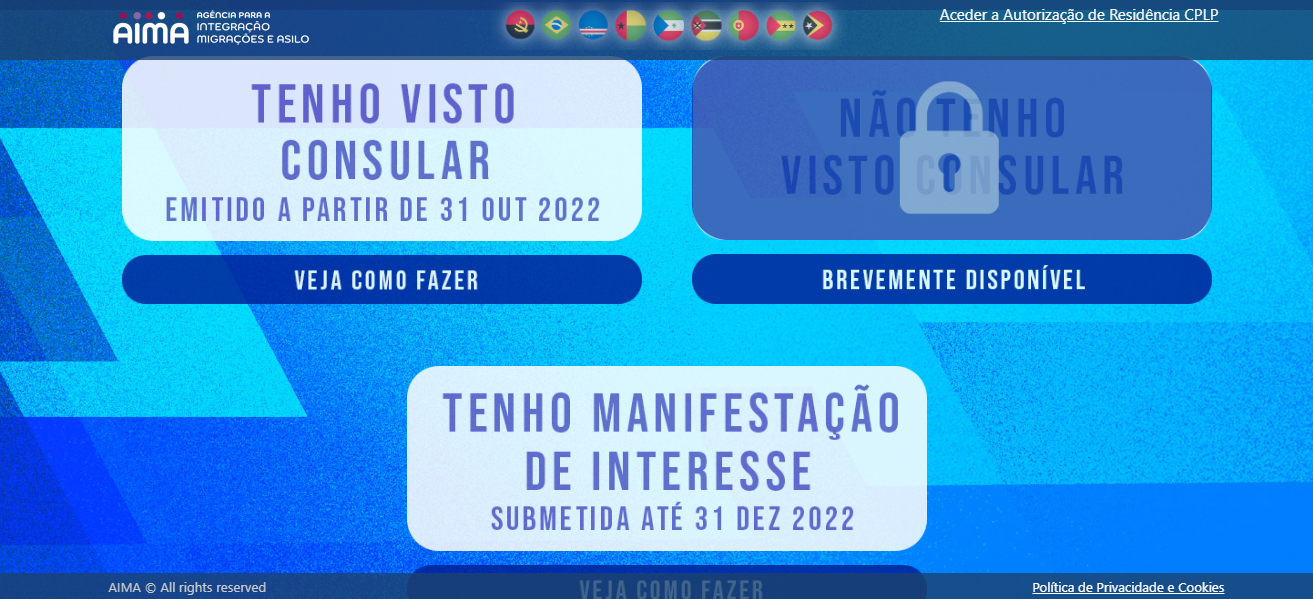 Uma captura de tela de um site que diz tenho visto consular