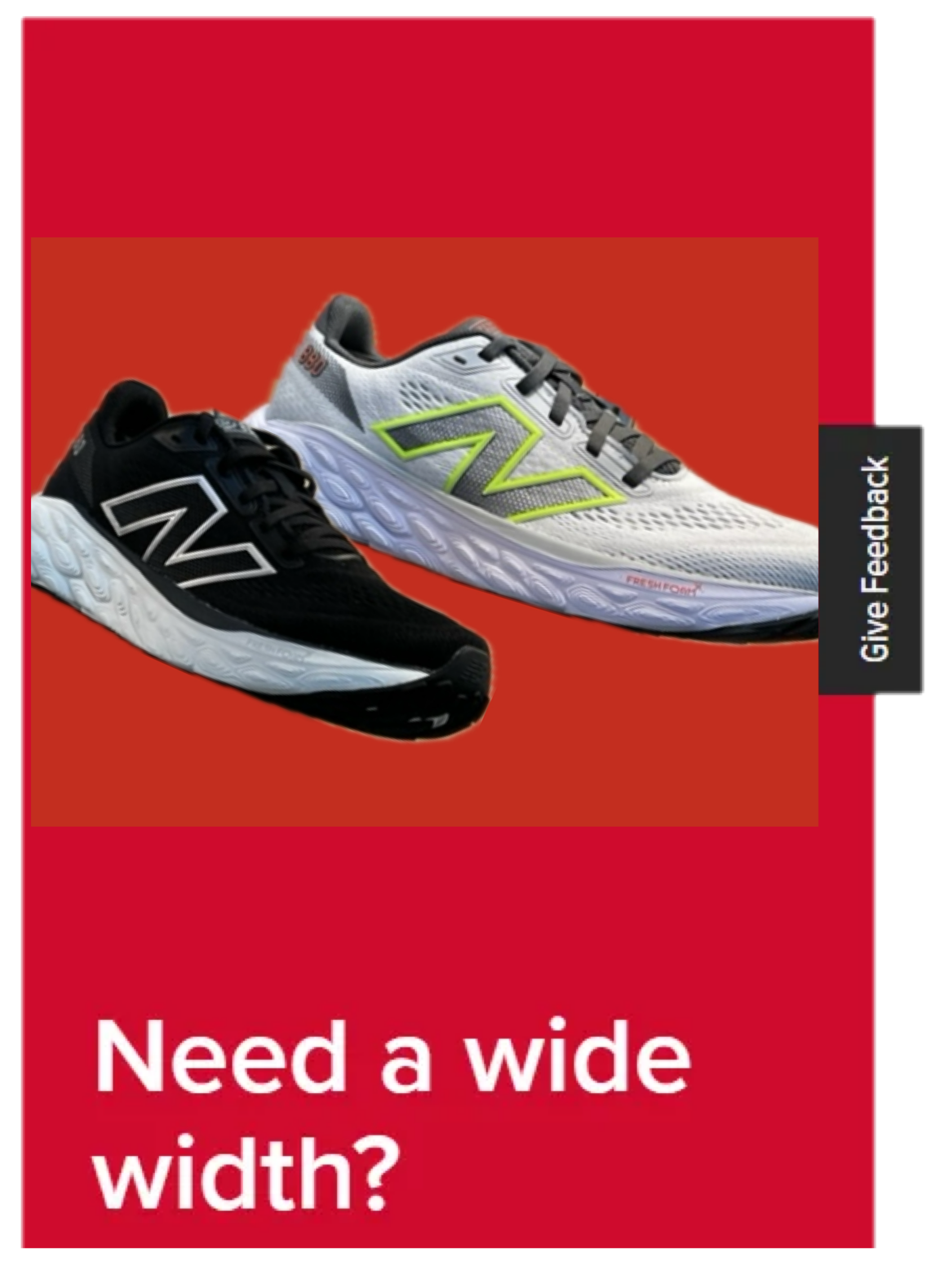 A pair of shoes on a red background with the words need a wide width