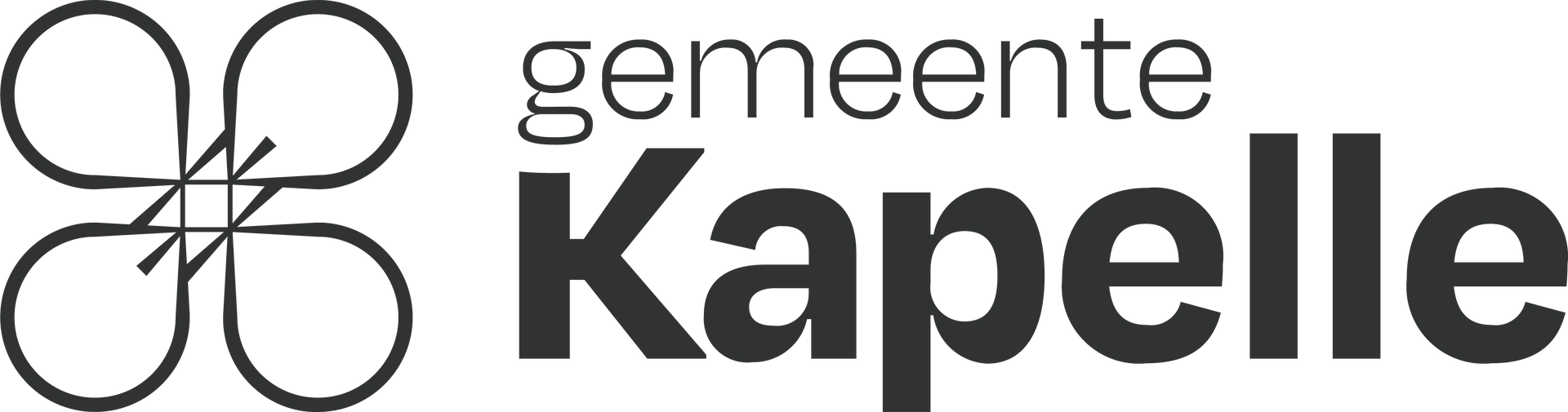 Logo voor de gemeente Kapelle, met een klavertje vier en de tekst "gemeente Kapelle".