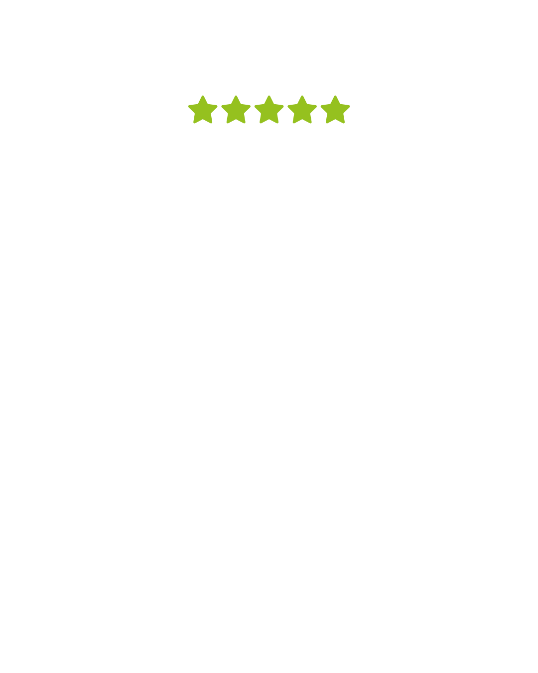 Vijf groene sterren op een rij, wat duidt op een hoge beoordeling of recensie.