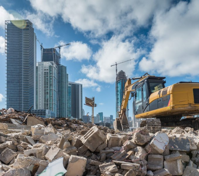 An image depicting a building demolition in Phoenix, AZ