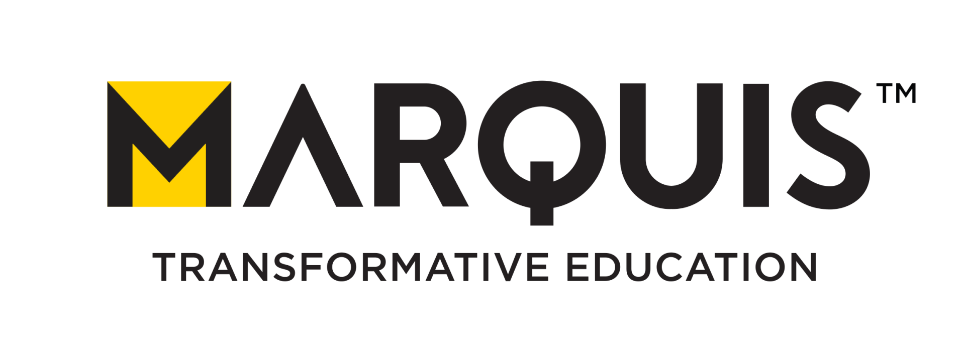 Marquis logo with black text and a yellow “M” icon